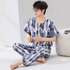 Pyjama Deux Pièces pour Homme avec Haut à Manches Courtes et Pantalon | Idéal pour le Printemps et l'Été