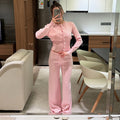 Ensemble Loungewear Deux Pièces avec Haut Boutonné et Pantalon Large pour Femme | Idéal pour la Détente