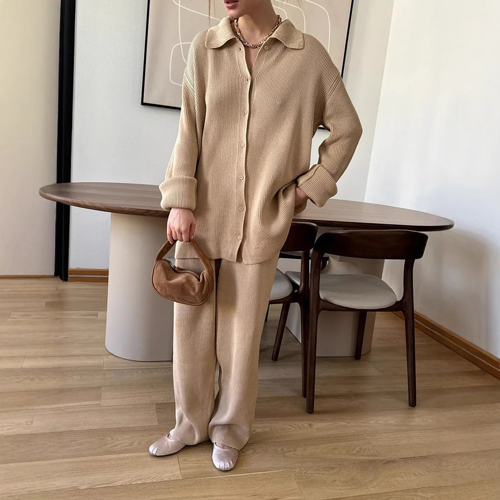 Ensemble Deux Pièces avec Chemise Boutonnée et Pantalon Ample pour Femme | Idéal pour le Quotidien