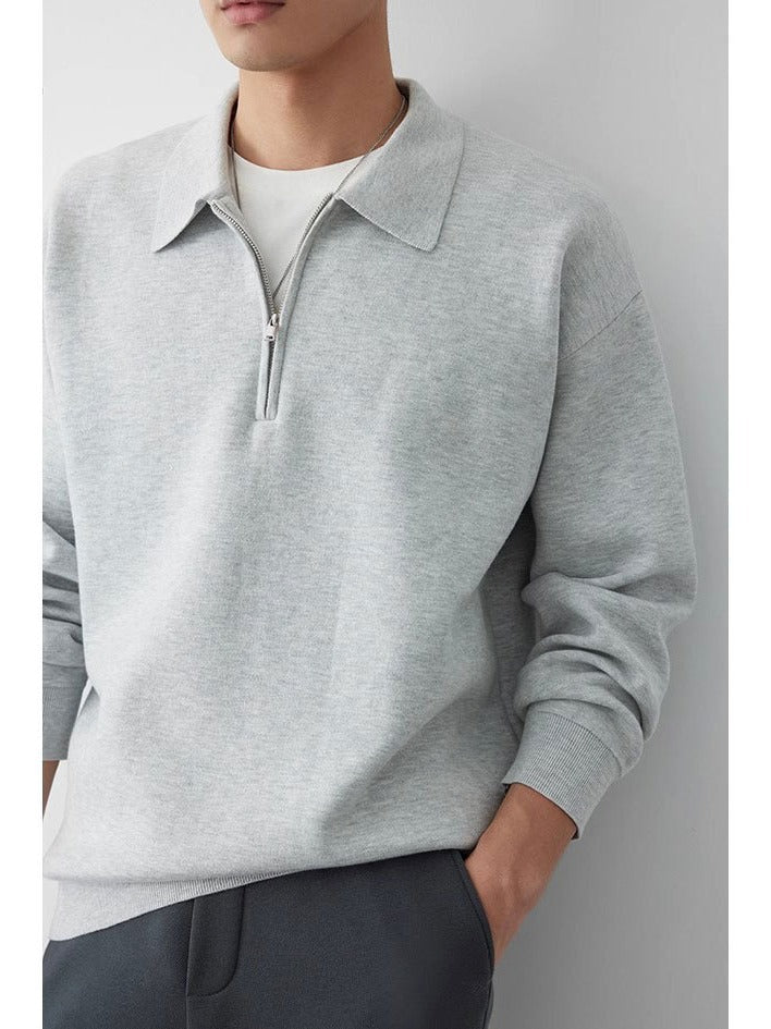 Pull avec Col Polo et Demi-Zip pour Homme | Idéal pour Automne et Hiver