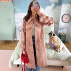 Trench-Coat à Motif Carreaux avec Poches Plaquées pour Femmes | Ideal for Mi-Saison et Usage Quotidien