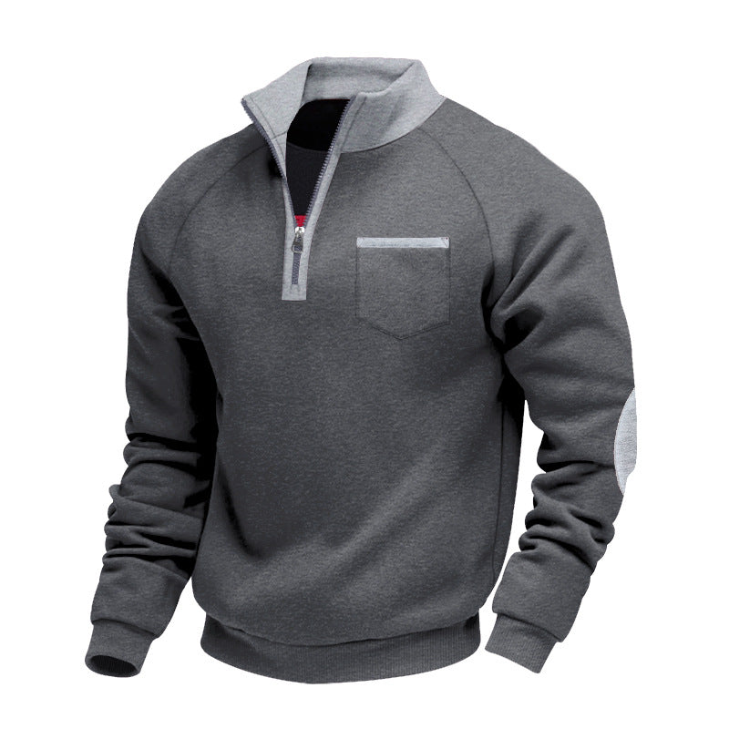 Sweatshirt À Col Zippé Quart Avec Poches Poitrine Pour Adultes | Idéal Pour Saisons Fraîches