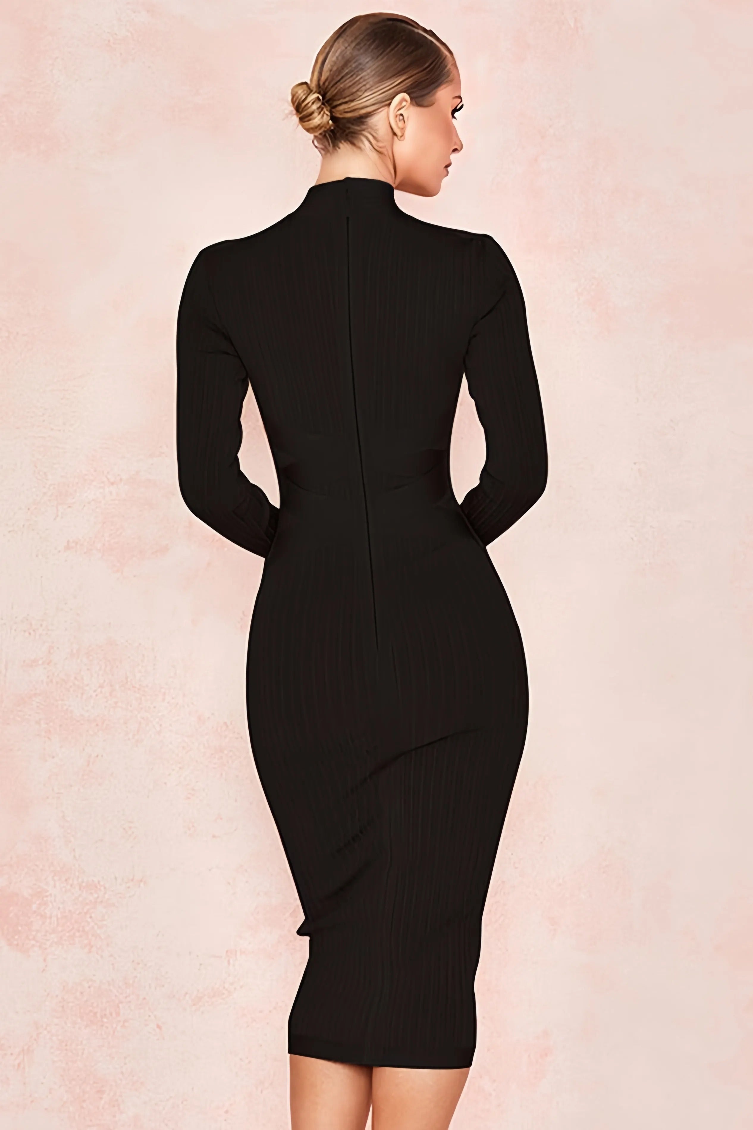 Robe Midi avec Col Montant et Coupe Ajustée pour Femmes | Idéale pour les Occasions Quotidiennes et Professionnelles
