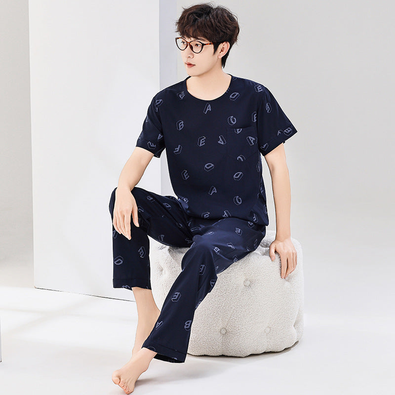 Pyjama Deux Pièces pour Homme avec Haut à Manches Courtes et Pantalon | Idéal pour le Printemps et l'Été