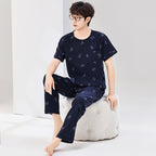 Pyjama Deux Pièces pour Homme avec Haut à Manches Courtes et Pantalon | Idéal pour le Printemps et l'Été