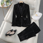 Ensemble Tailleur Ajusté avec Revers Classiques pour Femme | Idéal pour Le Bureau Et Les Événements Formels