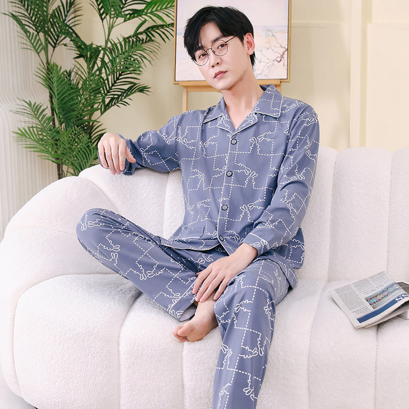 Pyjama Deux Pièces pour Homme avec Haut à Manches Longues et Pantalon | Idéal pour le Printemps et l'Automne