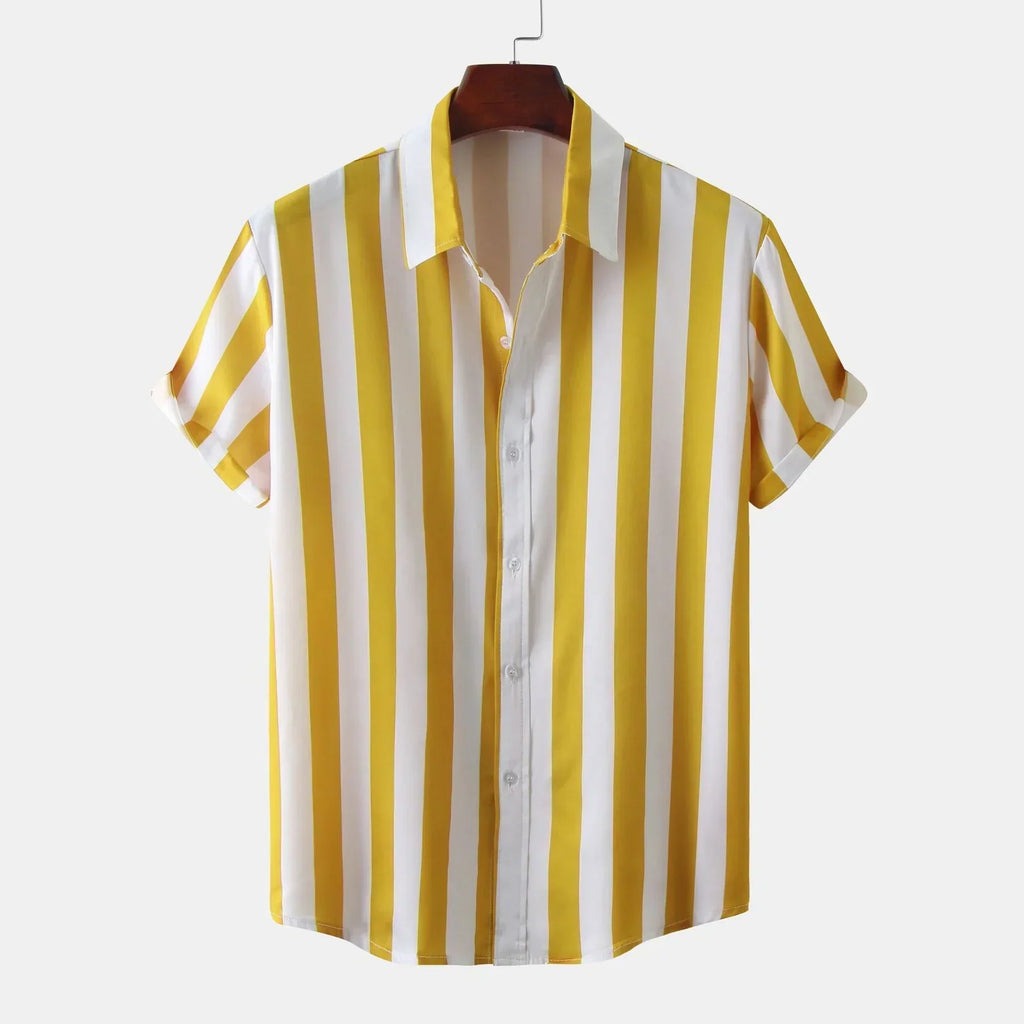 Chemise à Rayures Noires et Blanches avec Col Classique pour Homme | Idéal pour le Quotidien