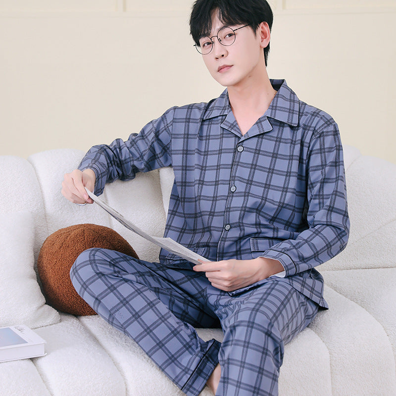 Pyjama Deux Pièces pour Homme avec Haut à Manches Longues et Pantalon | Idéal pour le Printemps et l'Automne