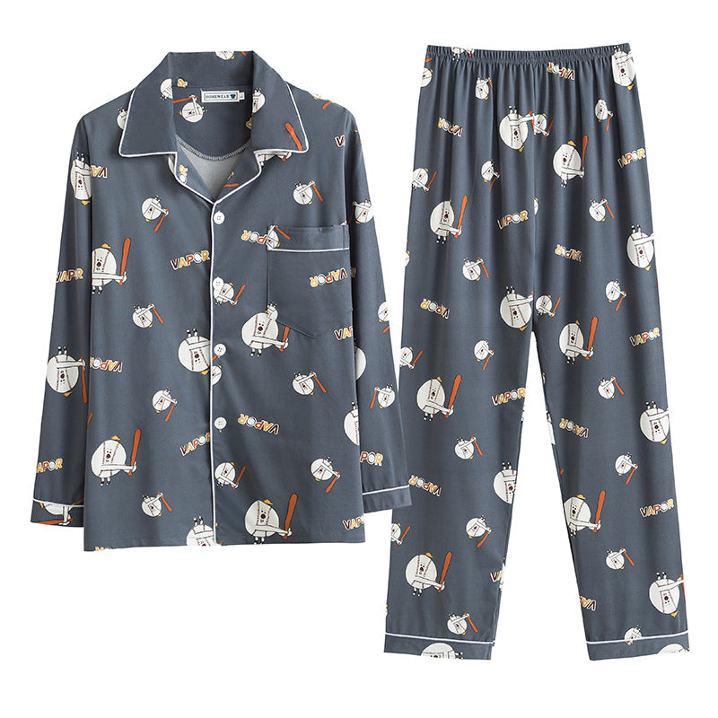 Pyjama Deux Pièces pour Homme avec Haut à Manches Longues et Pantalon | Idéal pour le Printemps et l'Automne