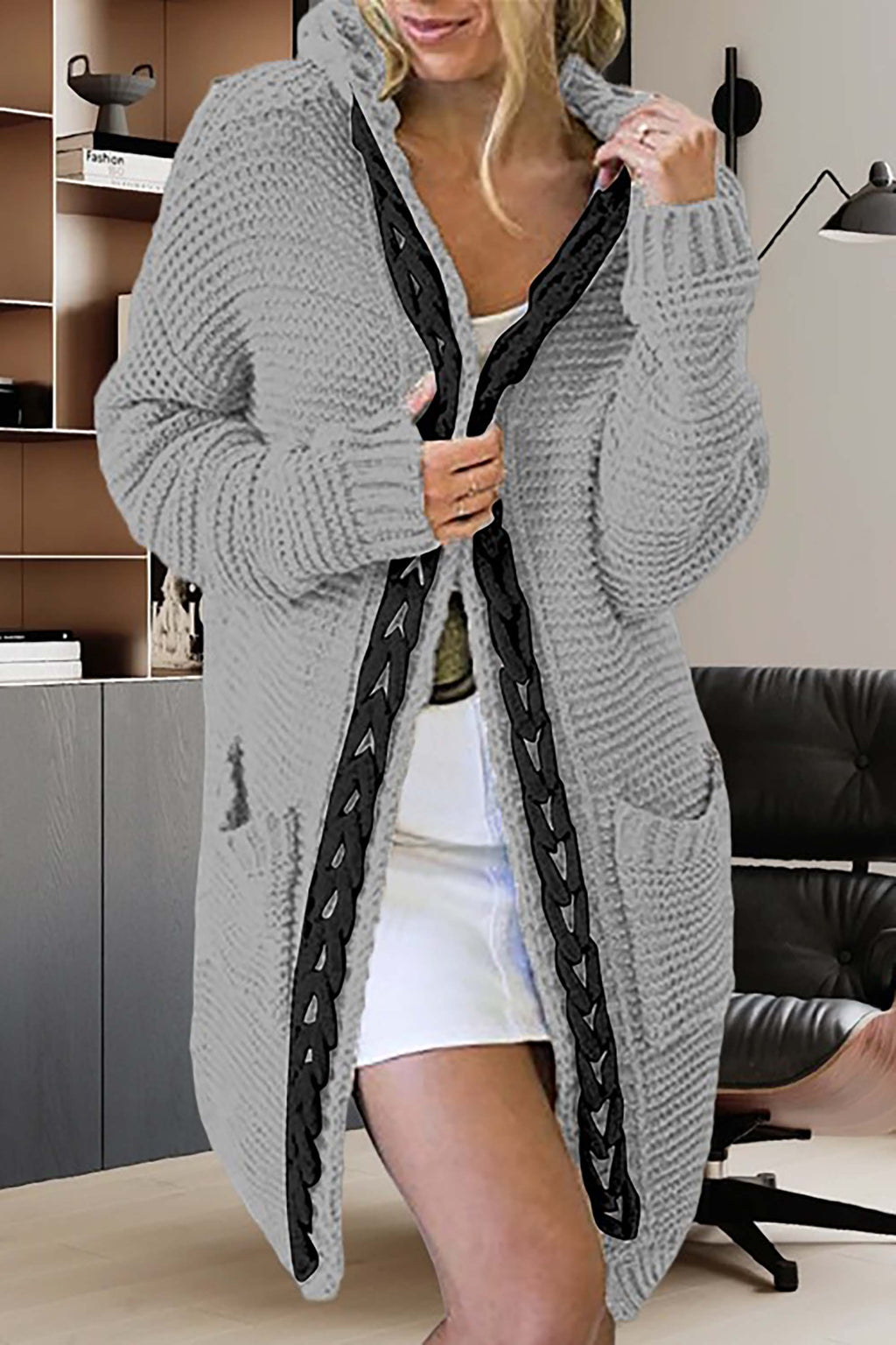 Pull En Maille Bicolore À Capuche pour Adultes | Idéal pour Les Journées Fraîches