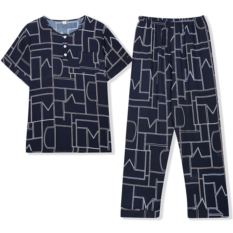 Pyjama Deux Pièces pour Homme avec Haut à Manches Courtes et Pantalon | Idéal pour le Printemps et l'Été