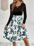 Robe Midi à Imprimé Floral avec Haut Smocké pour Femme | Idéale pour Événements et Quotidien