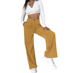 Pantalon en Velours Côtelé avec Taille Haute et Coupe Large pour Femme | Idéal pour Quotidien et Sorties