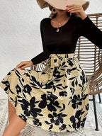 Robe Midi à Imprimé Floral avec Haut Smocké pour Femme | Idéale pour Événements et Quotidien