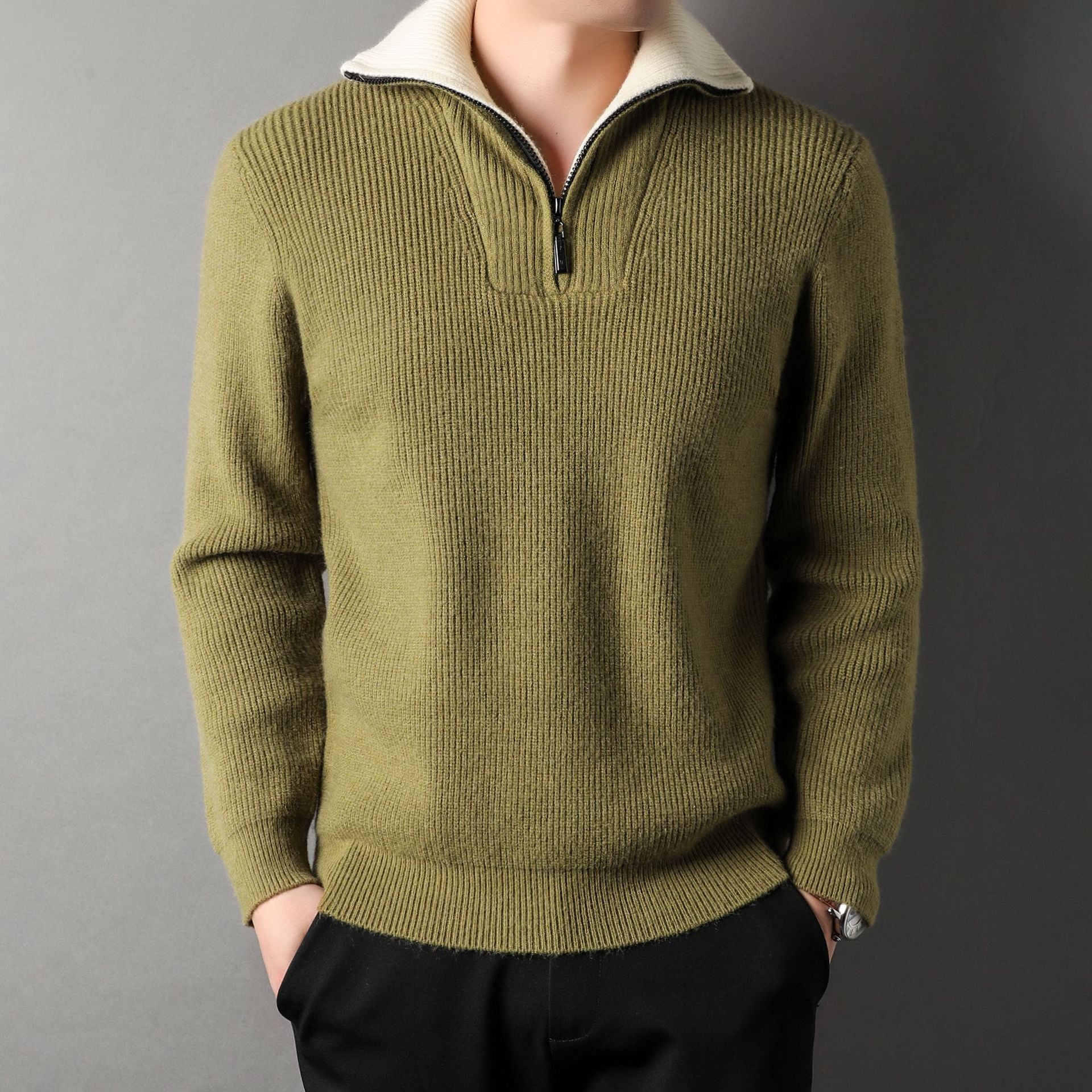 Pull à Col Montant avec Fermeture Demi-Zip pour Adulte | Idéal pour l’Automne et l’Hiver