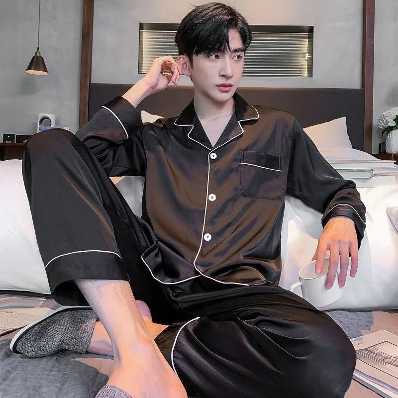 Pyjama Deux Pièces pour Homme avec Haut à Manches Longues et Pantalon | Idéal pour le Printemps et l'Automne