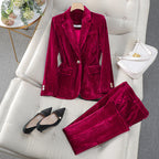 Ensemble Tailleur Ajusté avec Revers Classiques pour Femme | Idéal pour Le Bureau Et Les Événements Formels