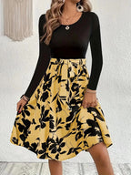 Robe Midi à Imprimé Floral avec Haut Smocké pour Femme | Idéale pour Événements et Quotidien