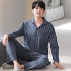 Pyjama Deux Pièces pour Homme avec Haut à Manches Longues et Pantalon | Idéal pour le Printemps, l’Automne et l’Hiver