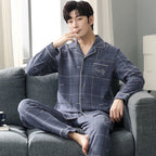 Pyjama Deux Pièces pour Homme avec Haut à Manches Longues et Pantalon | Idéal pour le Printemps, l’Automne et l’Hiver
