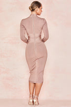 Robe Midi avec Col Montant et Coupe Ajustée pour Femmes | Idéale pour les Occasions Quotidiennes et Professionnelles