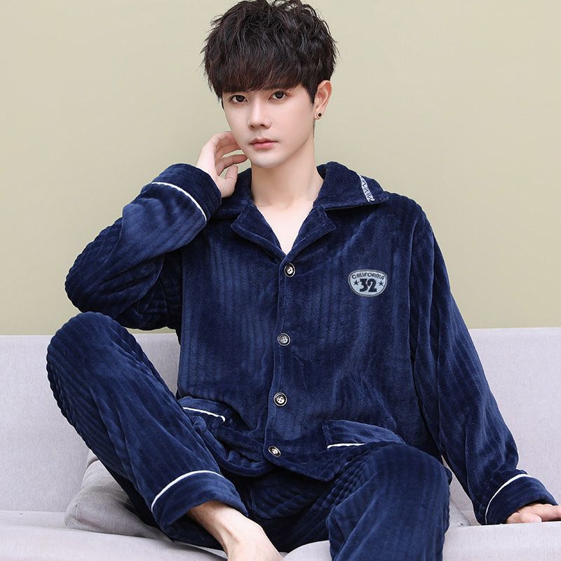 Pyjama Deux Pièces pour Homme avec Haut à Manches Longues et Pantalon | Idéal pour l’Hiver et l’Automne