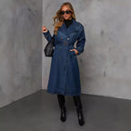 Trench-Coat avec Ceinture Ajustable et Fermeture Boutonnée pour Femmes | Ideal for Mi-Saison et Usage Quotidien