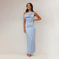 Robe Midi Avec Design Asymétrique One-shoulder Et Drapé À La Taille Pour Femme | Idéale Pour Les Occasions Spéciales