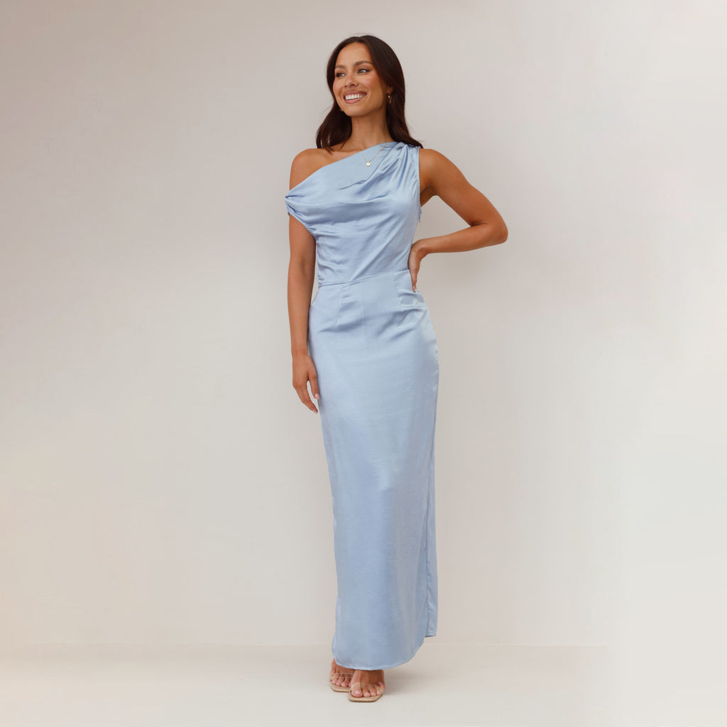 Robe Midi Avec Design Asymétrique One-shoulder Et Drapé À La Taille Pour Femme | Idéale Pour Les Occasions Spéciales