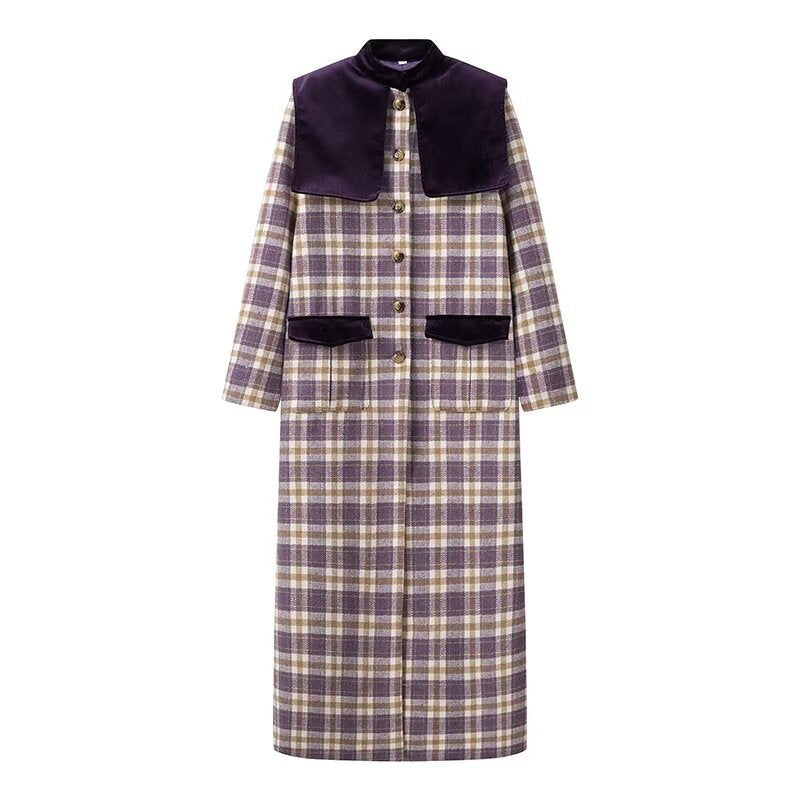 Trench-Coat à Motif Carreaux avec Poches Plaquées pour Femmes | Ideal for Mi-Saison et Usage Quotidien