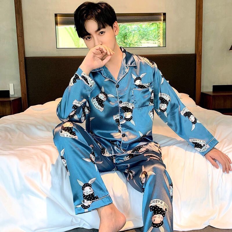 Pyjama Deux Pièces pour Homme avec Haut à Manches Longues et Pantalon | Idéal pour le Printemps et l'Automne
