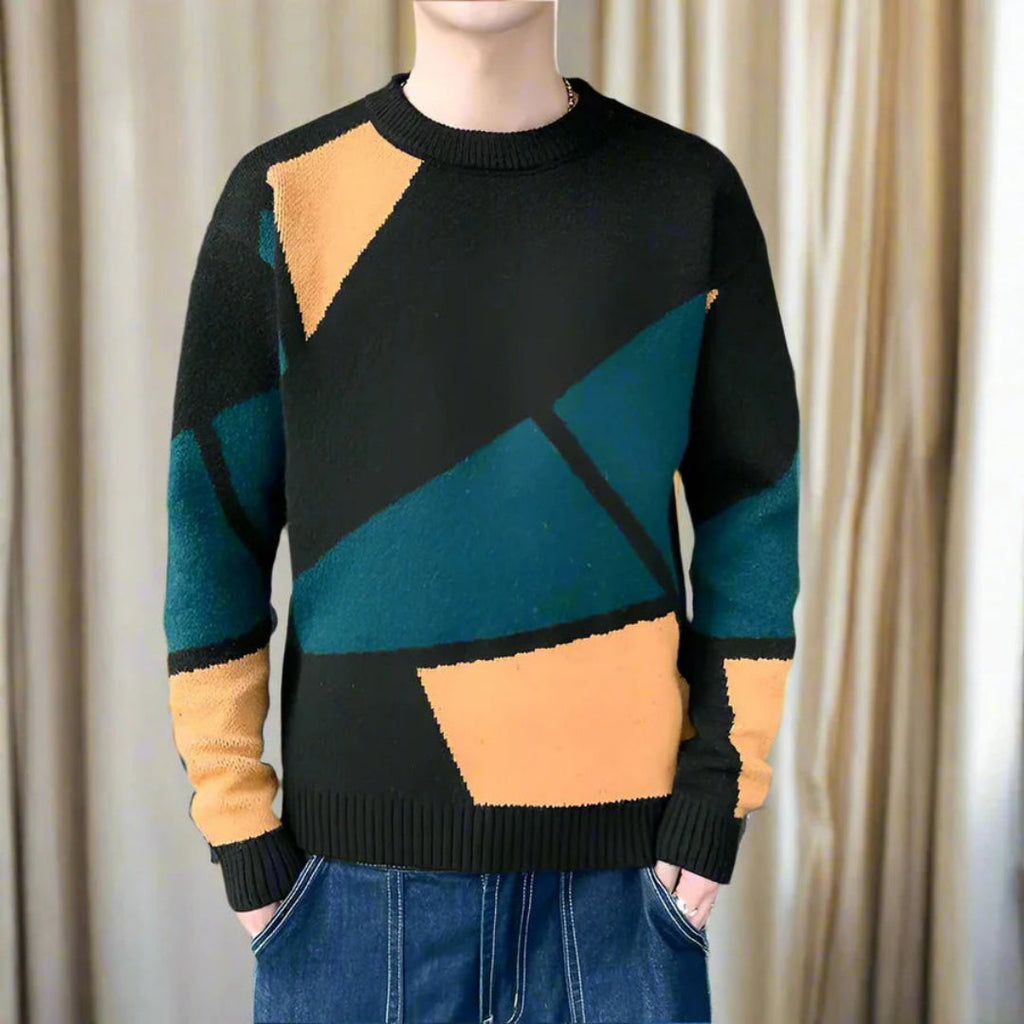 Pull-Over Homme à Motif Géométrique pour Usage Quotidien | Idéal pour Diverses Occasions