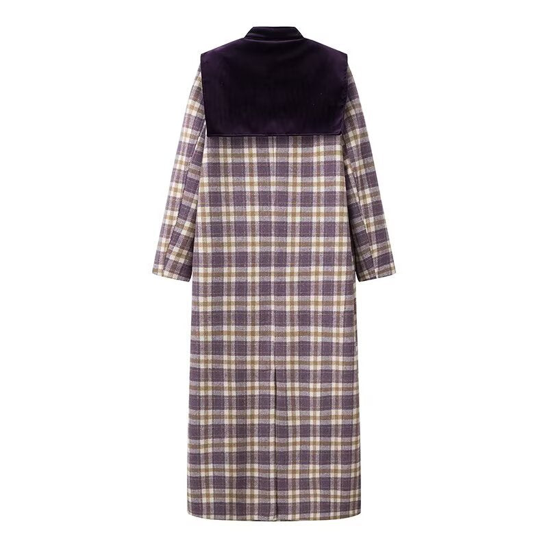 Trench-Coat à Motif Carreaux avec Poches Plaquées pour Femmes | Ideal for Mi-Saison et Usage Quotidien