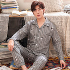 Pyjama Deux Pièces pour Homme avec Haut à Manches Longues et Pantalon | Idéal pour le Printemps et l'Automne