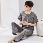 Pyjama Deux Pièces pour Homme avec Haut à Manches Courtes et Pantalon | Idéal pour le Printemps et l'Été