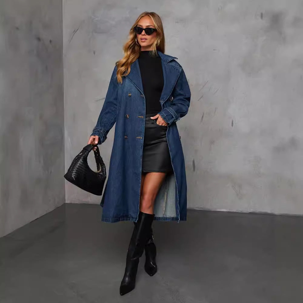 Trench-Coat avec Ceinture Ajustable et Fermeture Boutonnée pour Femmes | Ideal for Mi-Saison et Usage Quotidien