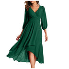 Robe À Col En V Avec Coupe Cintrée Et Ourlet Asymétrique Pour Femme | Idéal Pour Usage Quotidien Et Occasions