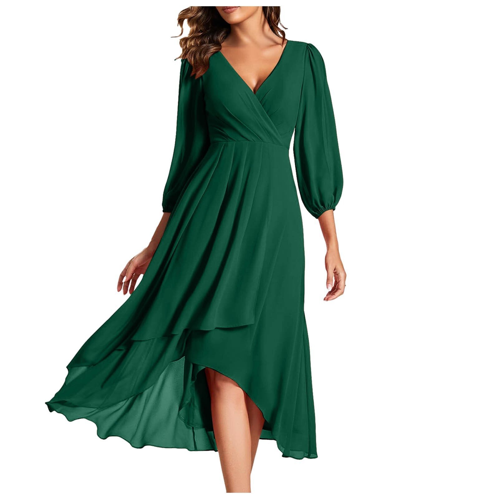 Robe À Col En V Avec Coupe Cintrée Et Ourlet Asymétrique Pour Femme | Idéal Pour Usage Quotidien Et Occasions