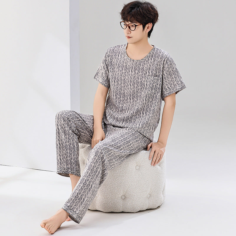 Pyjama Deux Pièces pour Homme avec Haut à Manches Courtes et Pantalon | Idéal pour le Printemps et l'Été