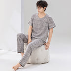Pyjama Deux Pièces pour Homme avec Haut à Manches Courtes et Pantalon | Idéal pour le Printemps et l'Été