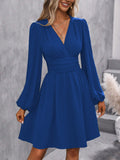 Robe Portefeuille Longueur Genou avec Manches Bouffantes pour Femme | Idéale pour Quotidien et Occasions