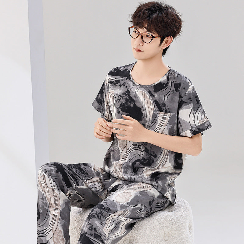 Pyjama Deux Pièces pour Homme avec Haut à Manches Courtes et Pantalon | Idéal pour le Printemps et l'Été
