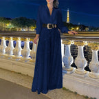 Ensemble avec Haut à Col en V et Pantalon Large pour Femme | Idéal pour la Maison ou les Sorties