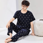 Pyjama Deux Pièces pour Homme avec Haut à Manches Courtes et Pantalon | Idéal pour le Printemps et l'Été