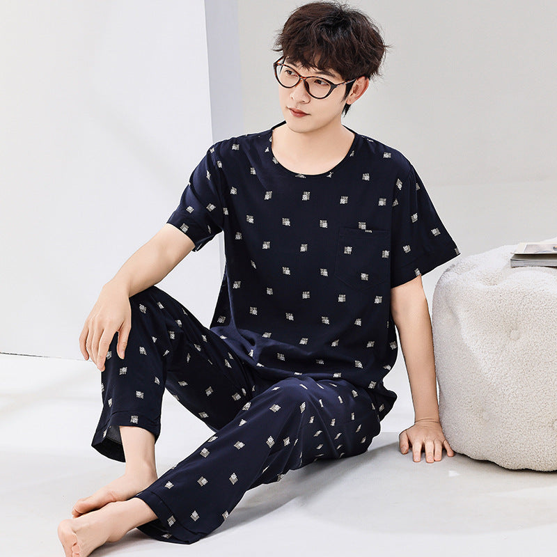 Pyjama Deux Pièces pour Homme avec Haut à Manches Courtes et Pantalon | Idéal pour le Printemps et l'Été