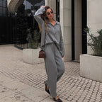 Ensemble Deux Pièces avec Chemise Boutonnée et Pantalon Ample pour Femme | Idéal pour le Quotidien