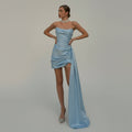 Robe Longue Sans Bretelles avec Dos en Dentelle et Détails Perlés pour Femme | Idéale pour les Événements Formels