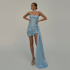 Robe Longue Sans Bretelles avec Dos en Dentelle et Détails Perlés pour Femme | Idéale pour les Événements Formels