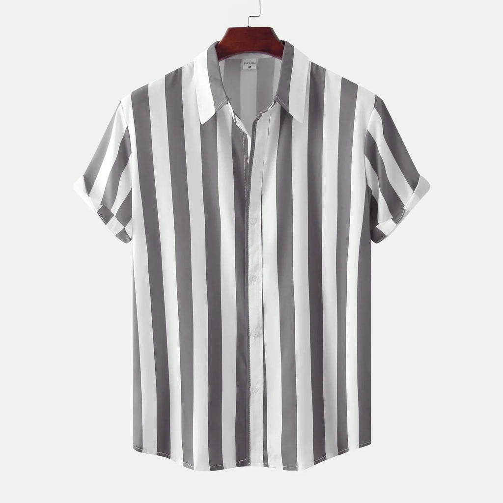 Chemise à Rayures Noires et Blanches avec Col Classique pour Homme | Idéal pour le Quotidien